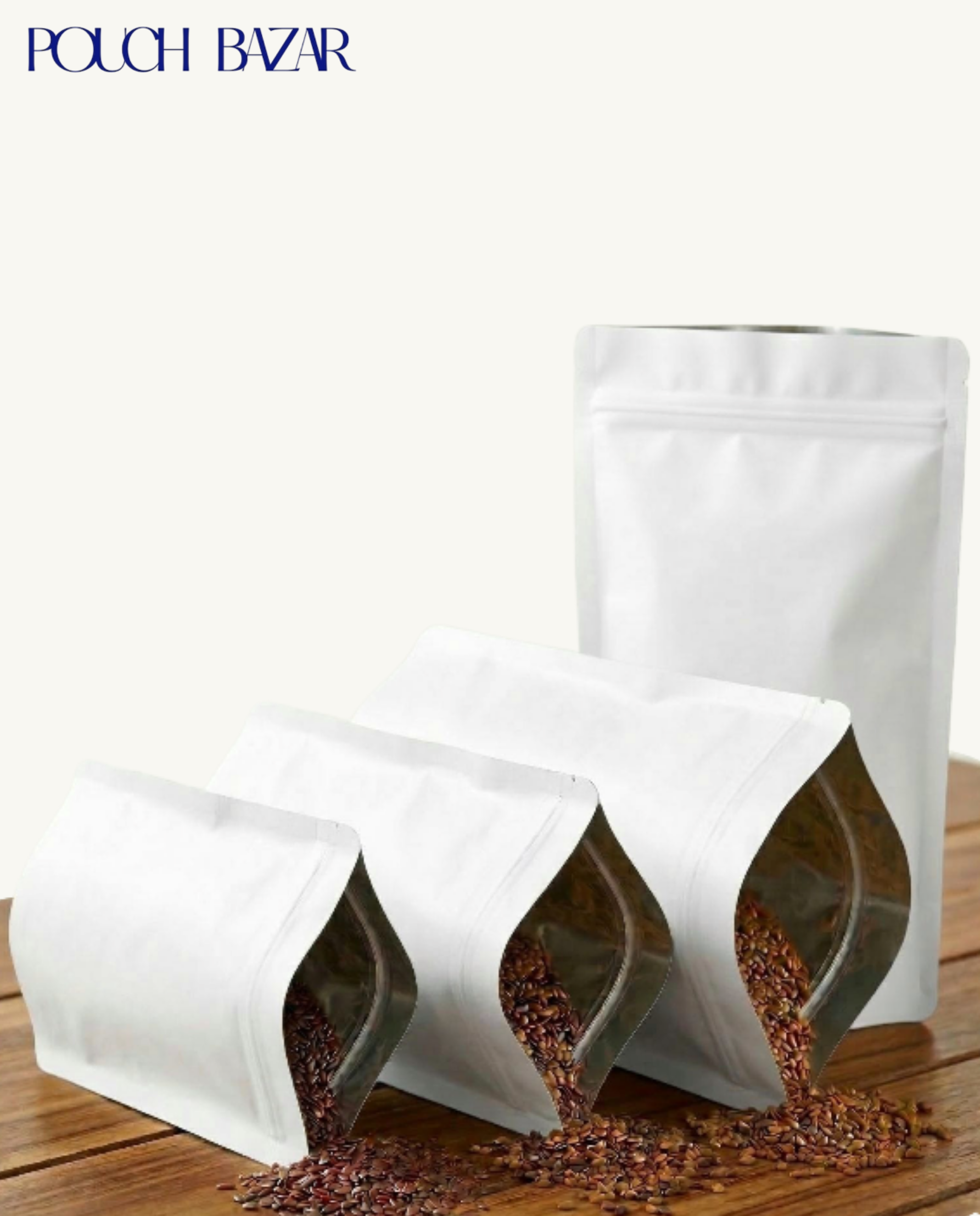 Matte White Stand Up Pouch With Zipper