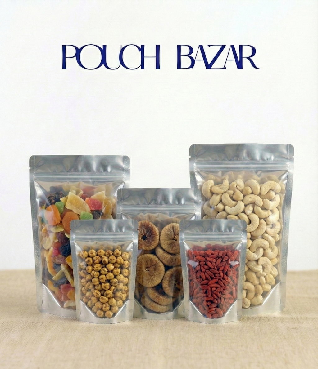 Silver Transparent Zipper Pouch