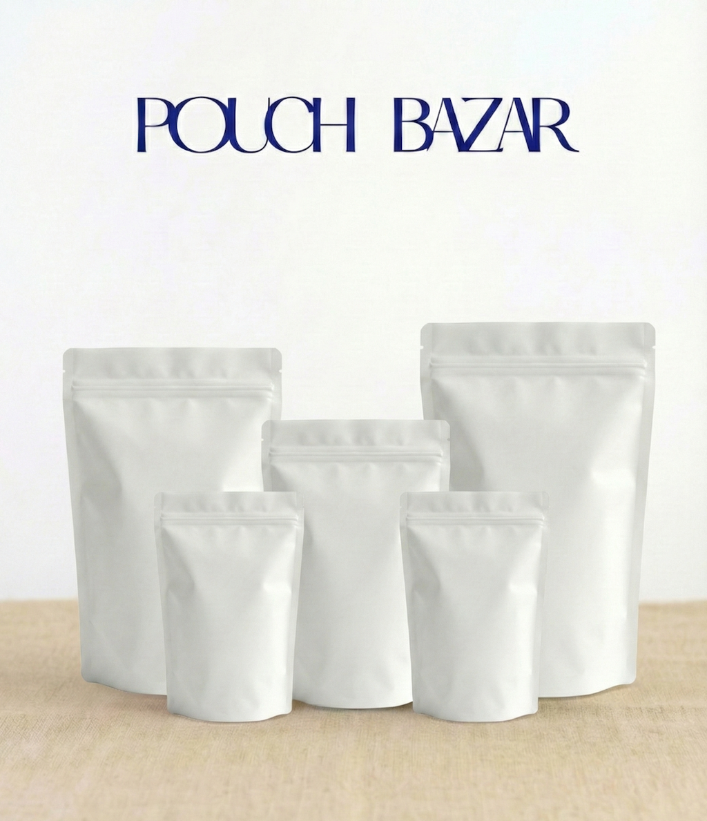 Matte White Stand Up Pouch with Zipper