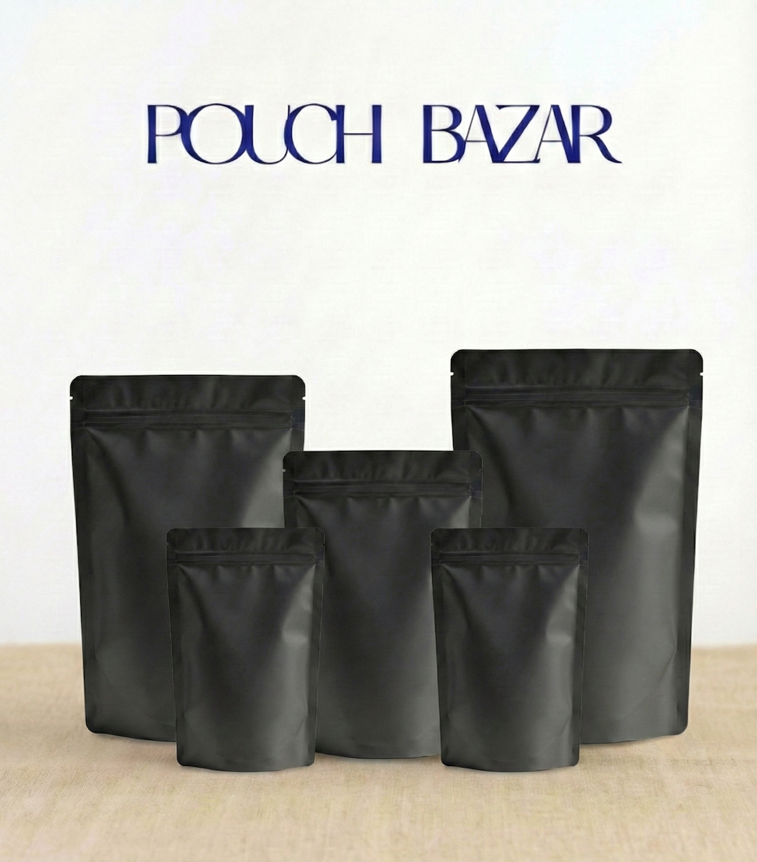 Matte Black Stand Up Pouch with Zipper