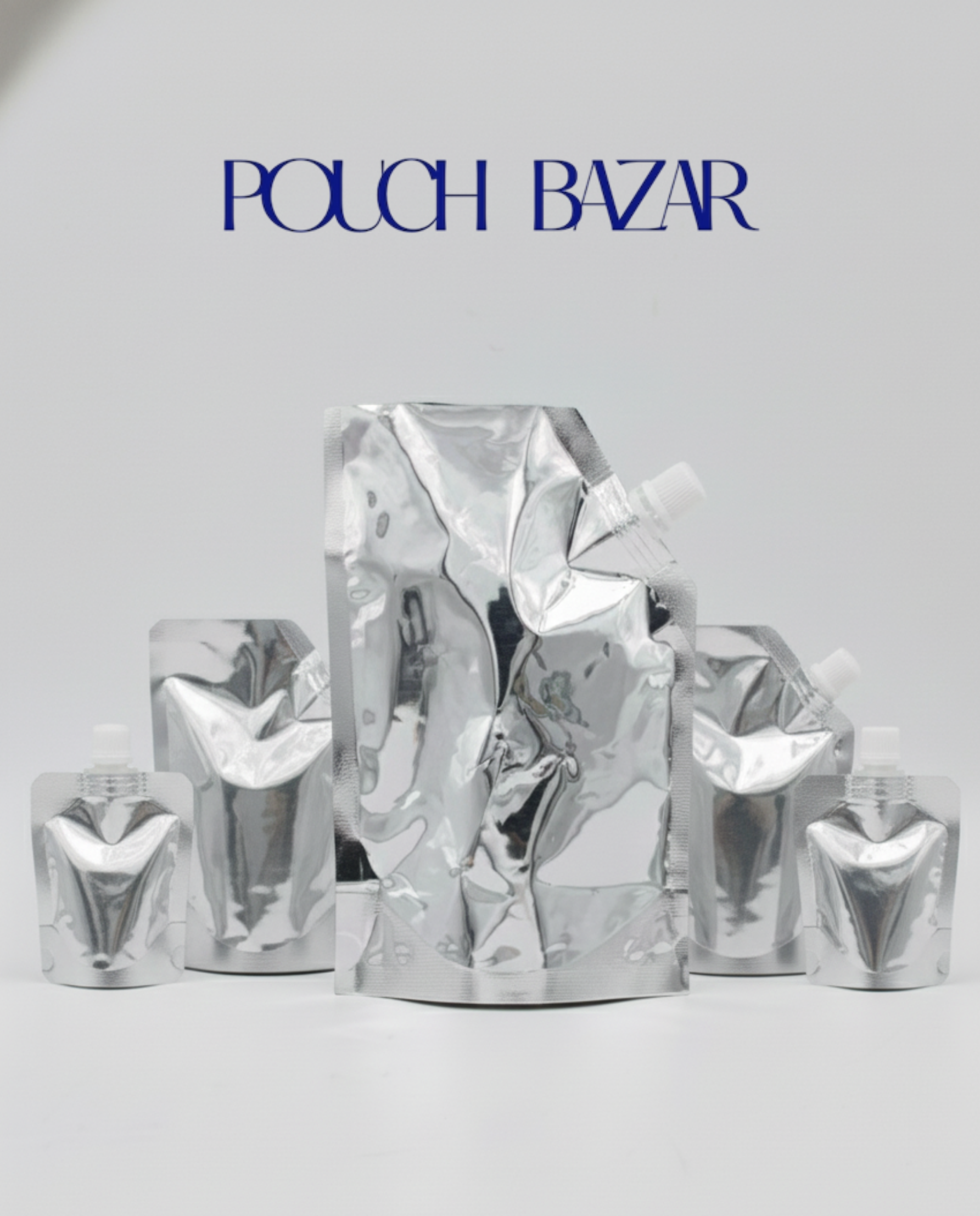 Liquid Silver Metallic Spout Pouch