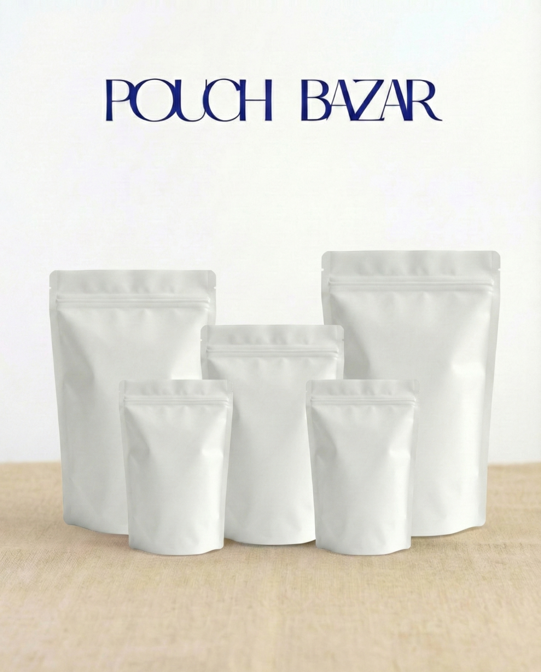 Matte White Stand Up Pouch With Zipper