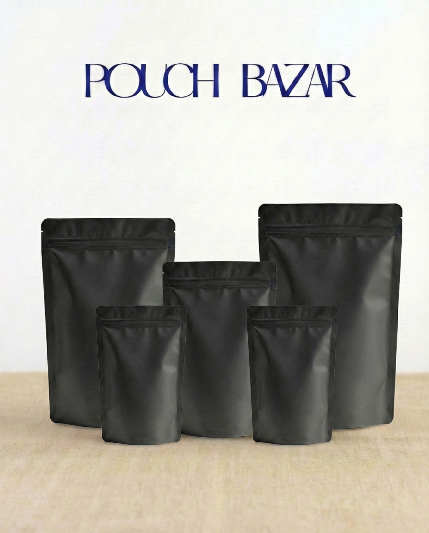 Matte Black Stand Up Pouch With Zipper