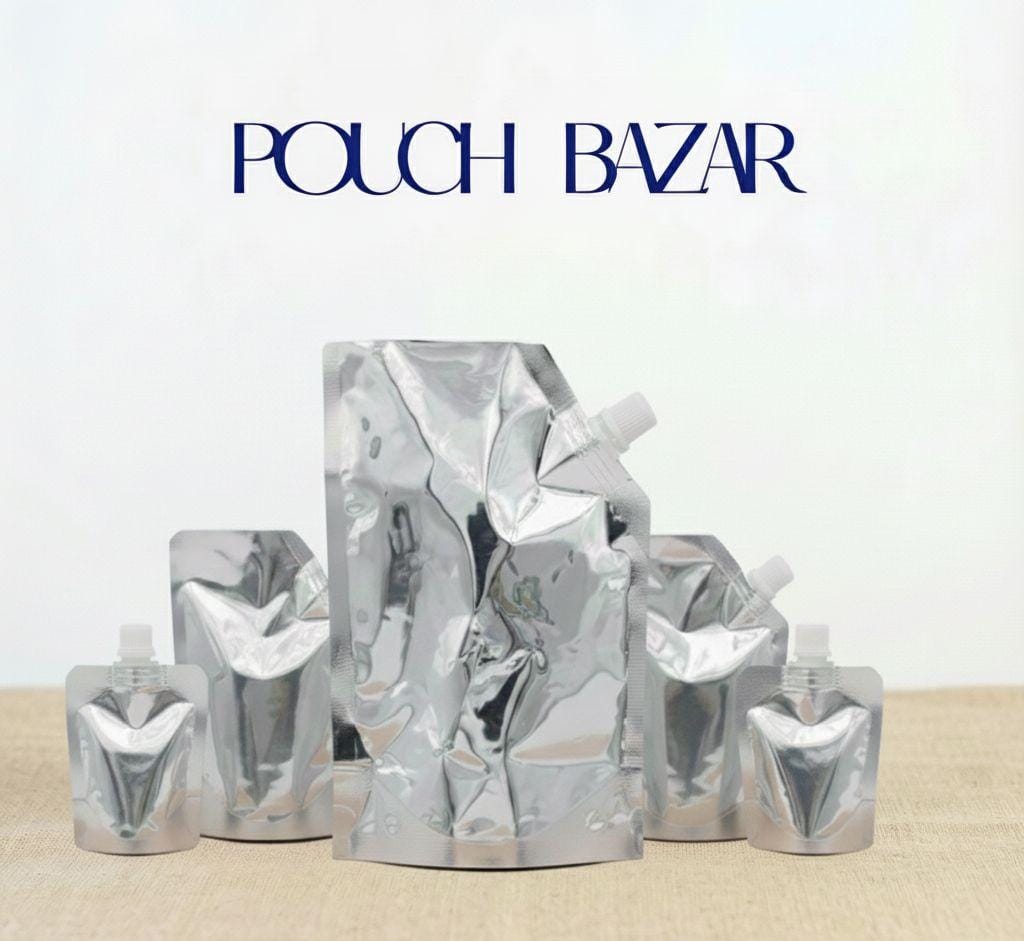 Liquid Silver Metallic Spout Pouch